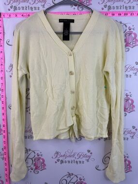 Design History button up butter Soft Pale Yellow Button-Front Knit Cardigan